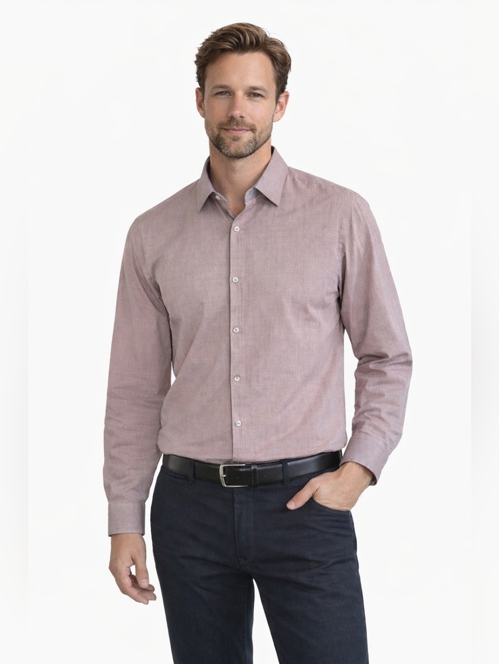 HUGO BOSS Slim Fit Dress Shirt XL Red Blue Micro Check Business Casual
